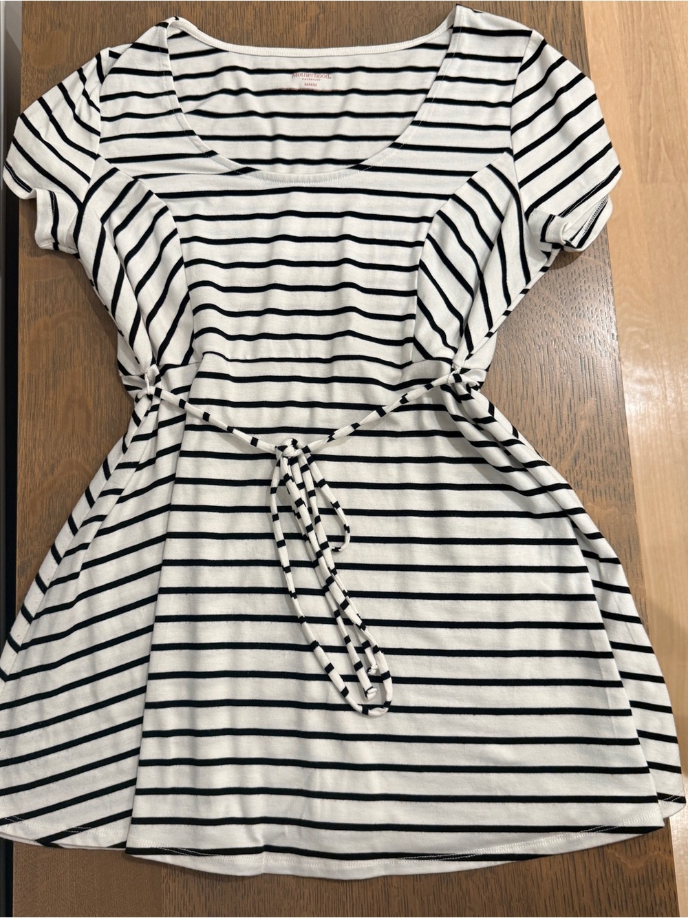 Motherhood Black and White Striped Tie Over Bump T-Shirt - Size M
